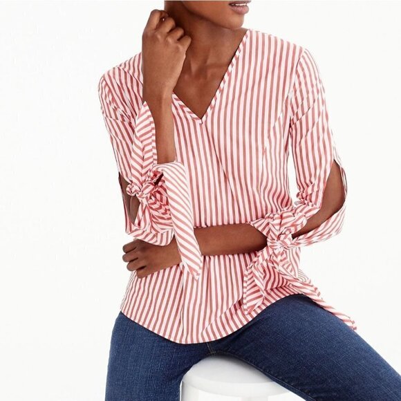 Universal Standard For J.Crew | Poplin Tie Sleeve Top - Picture 5 of 13